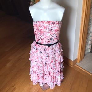 White House black market floral dress strapless